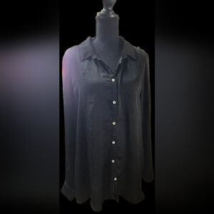 Flowy Black Button-Up Blouse